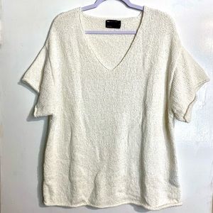 ASOS knitted cotton blend oversized v-neck t-shirt